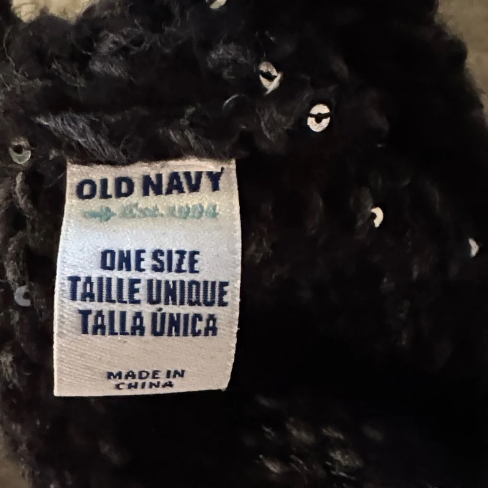 Old Navy Black with Silver Sparklers Knit Beanie